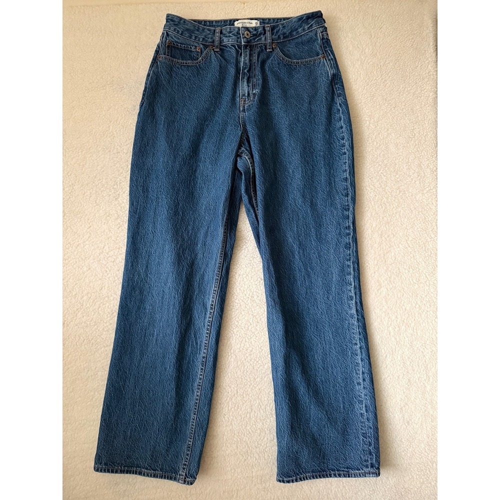 Abercrombie & Fitch The Loose High Rise Jeans Womens 8 Blue Wide Leg Denim